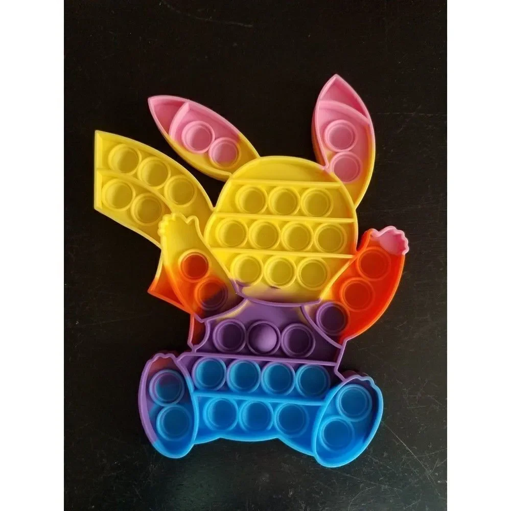 Fidget Toy Tie Dye Pikachu Push Pop Bubble Silicone Sensory